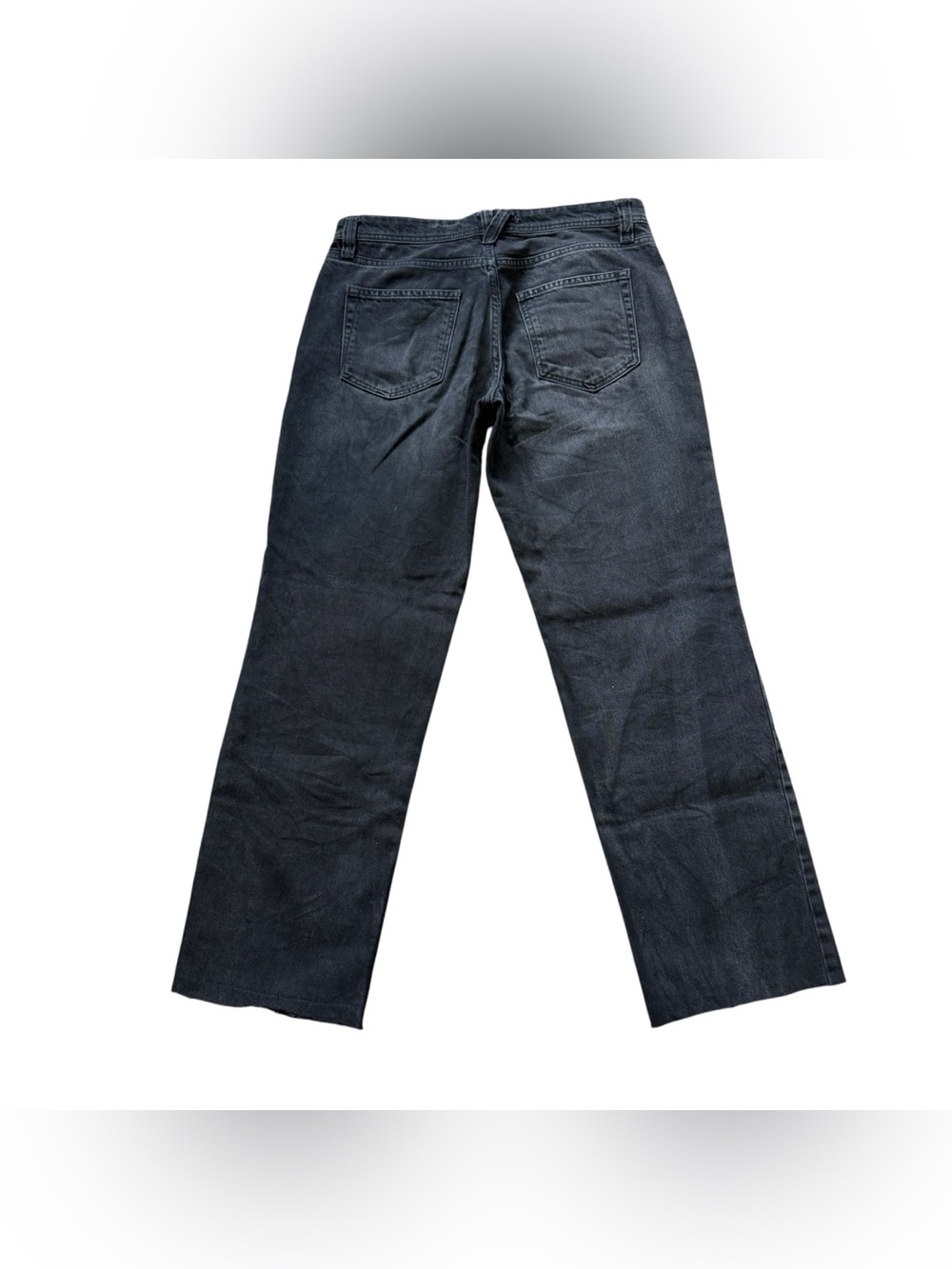 Free People We The Free Shelby Jeans 28 Black Flare Raw Hem Button Fly Denim Y2K - Picture 12 of 14